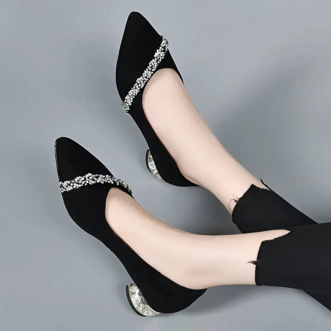 RBB Luxe Block Heels – Elegant Pointed Toe Chunky Pumps for Office & Everyday Chic