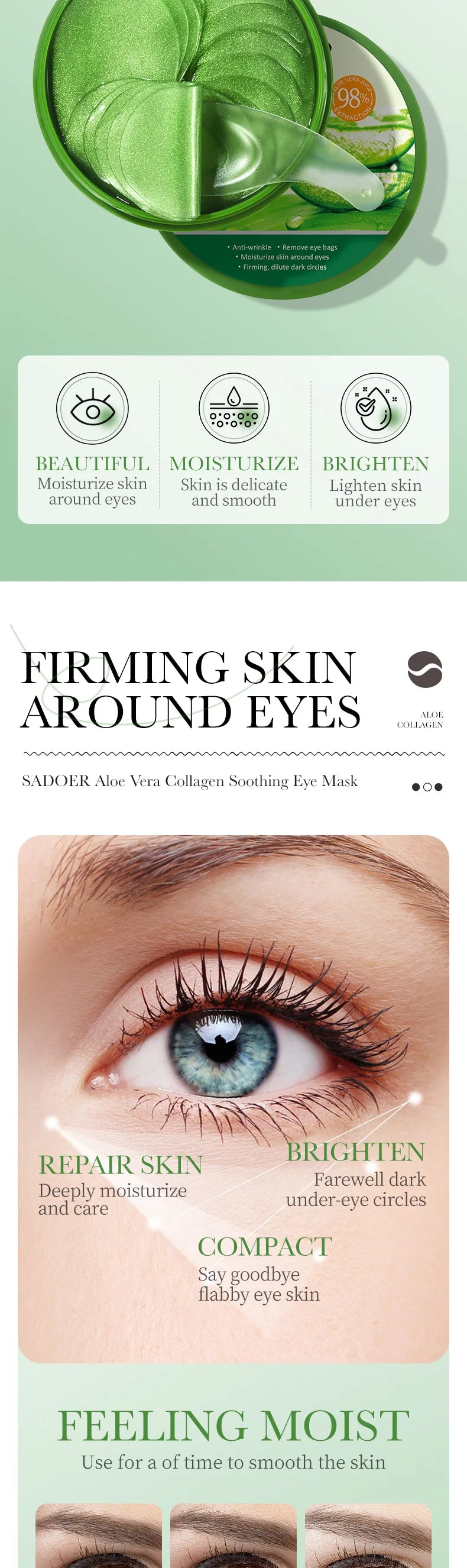 Collagen & Aloe Vera Eye Mask – 60pcs | Anti-Dark Circles & Eye Bag Treatment