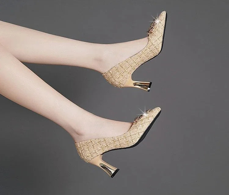 RBB Diamond Rhinestone High Heel Pumps – Women’s Formal Pointed Toe, Size 39