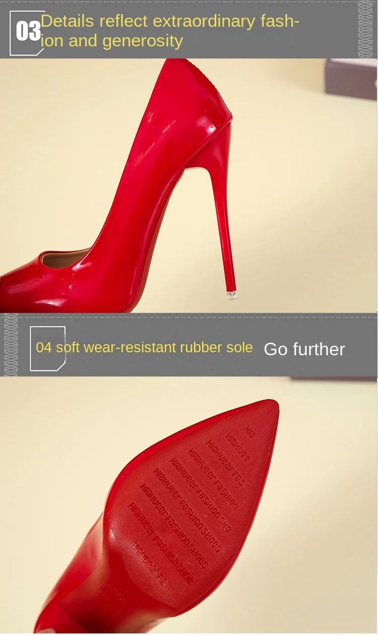 RBB 12cm Colorful Patent Leather Stiletto Pumps - Women's Size 45