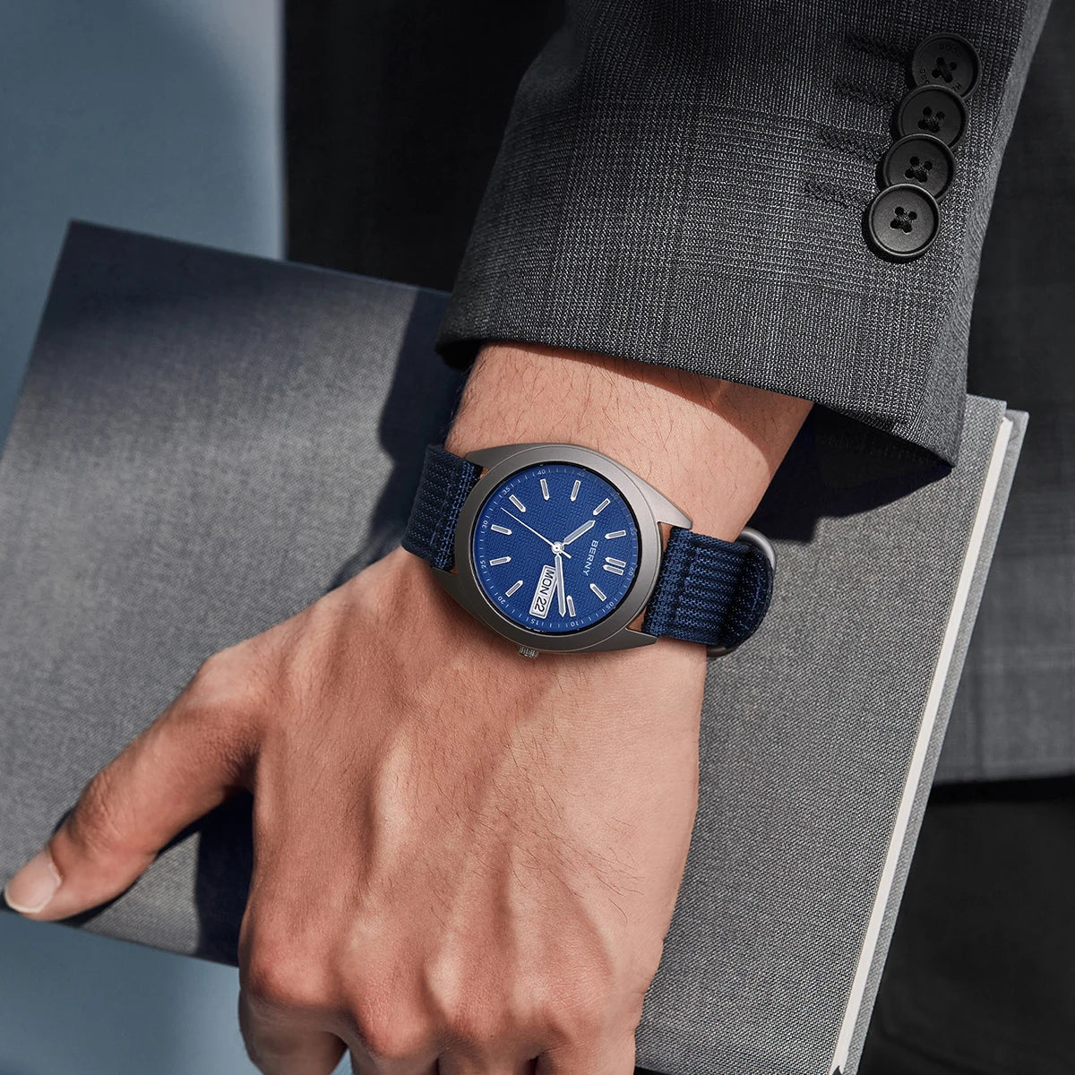 RBB Titanium Men’s Quartz Watch – Date & Week Calendar, Sapphire Crystal, Super Luminous, 38mm, 10ATM Waterproof