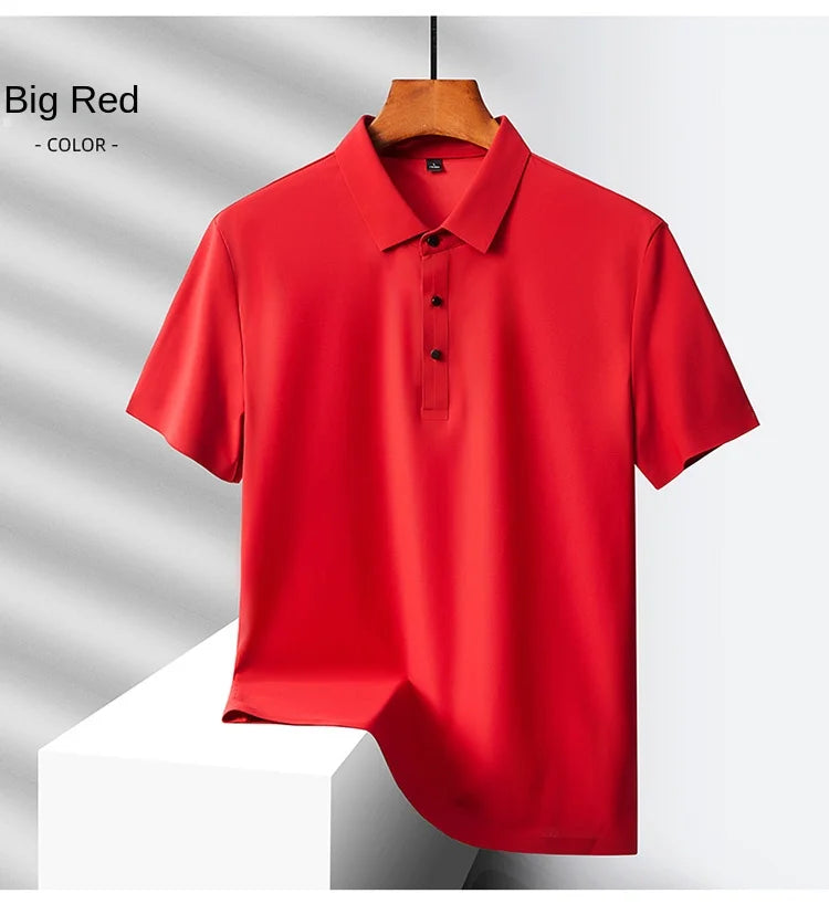 Men's Summer Quick-Dry Ice Silk Short Sleeve T-Shirt — Lightweight Nylon Fabric, Middle-Aged Casual Dad Tee