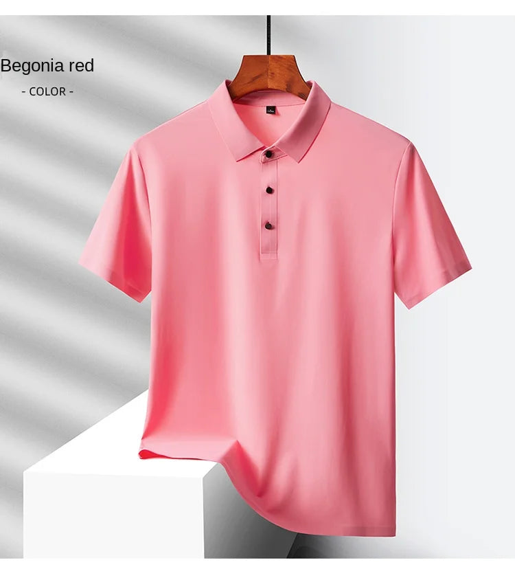 Men's Summer Quick-Dry Ice Silk Short Sleeve T-Shirt — Lightweight Nylon Fabric, Middle-Aged Casual Dad Tee