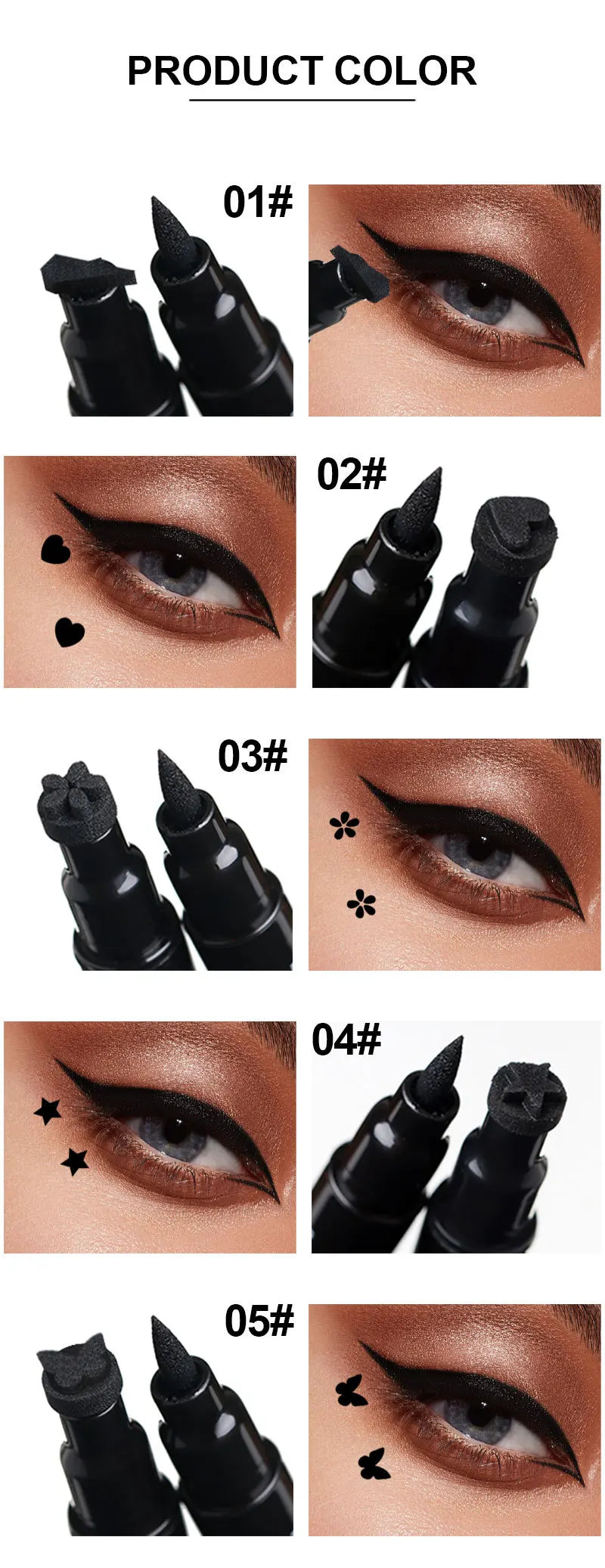 Double-Head Star Seal Eyeliner – Waterproof, Non-Smudge, Embellished Plum Eye Tail for Beginners