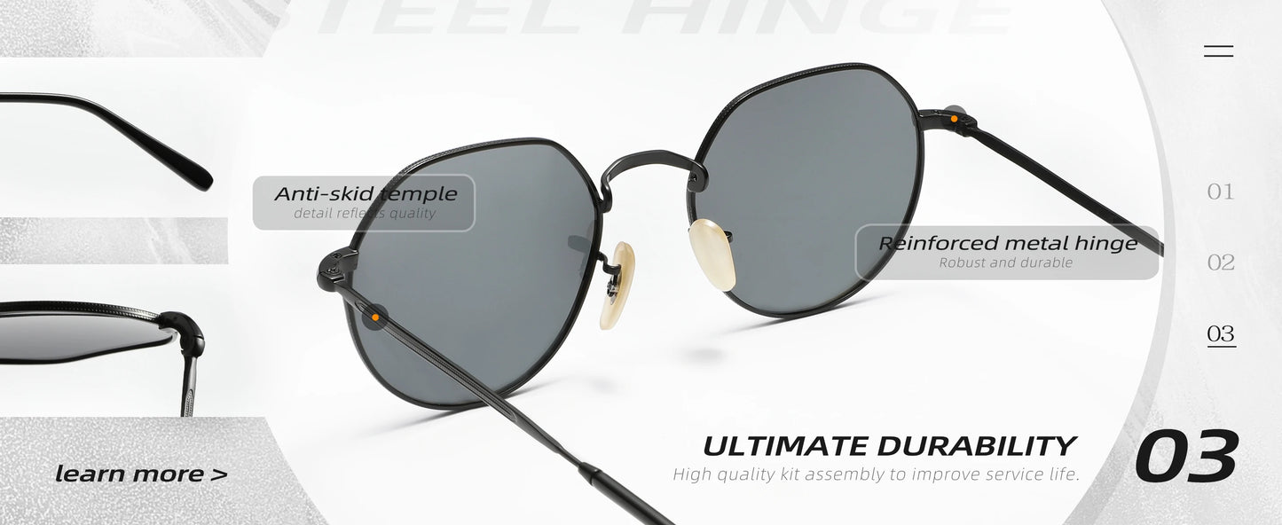 RBB Luxury Polarized Sunglasses – UV400 Round Alloy Frame, Anti-Reflection Eyewear for Men & Women