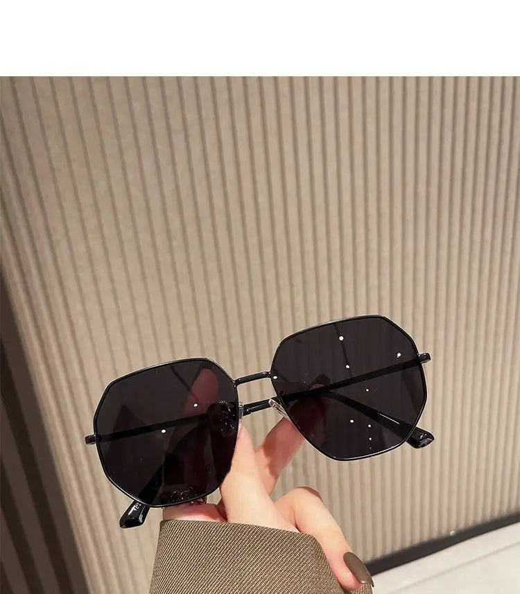 RBB Transparent Blue Polygonal Sunglasses – Large Frame Metal Driving Shades