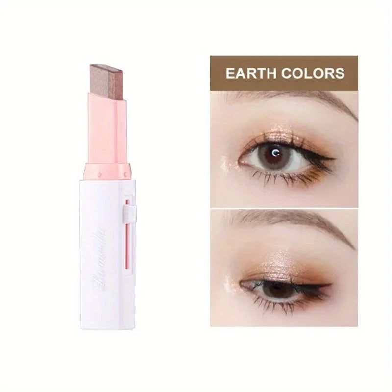 Two-Color Gradient Eyeshadow Stick – Natural 3D Effect, Long-Lasting & No Smudge