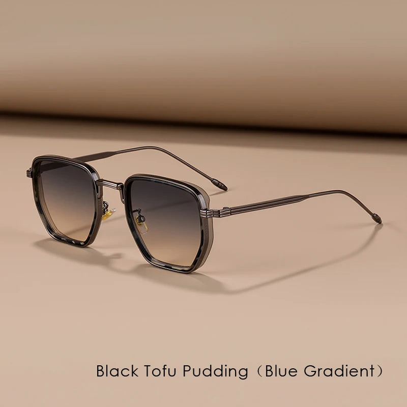 RBB Retro Polygon Square Sunglasses – UV400 Gradient Vintage Eyewear for Men & Women