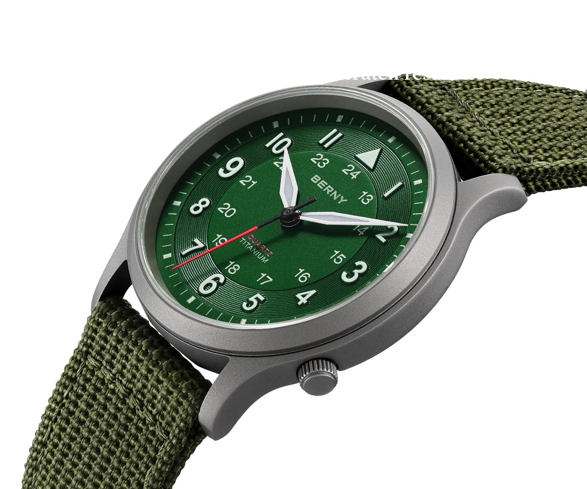 RBB Titanium Field Pilot Watch – Super Luminous Men's Outdoor Quartz Wristwatch with Sapphire Glass (5ATM)