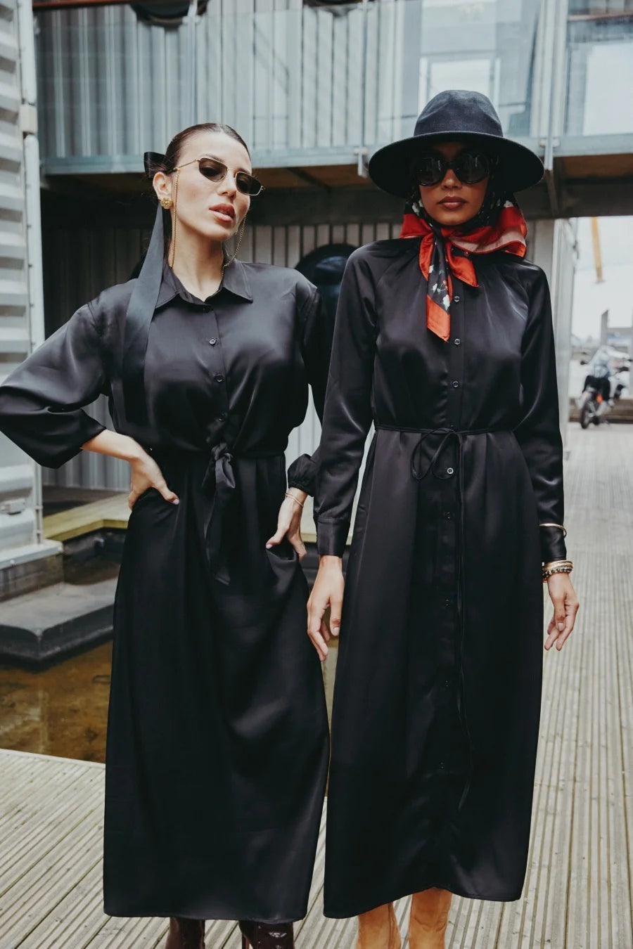 RBB Women's Satin Wrap Shirt & Slip Dress Set – Elegant 2-Piece Outfit for Autumn/Winter 2025