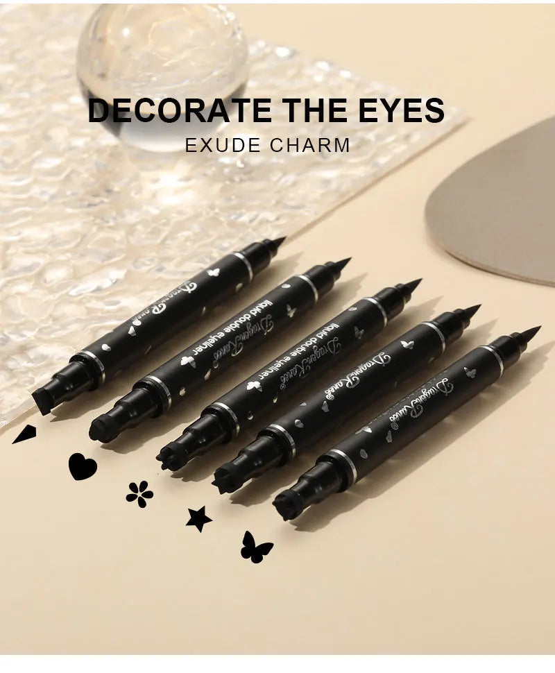 Double-Head Star Seal Eyeliner – Waterproof, Non-Smudge, Embellished Plum Eye Tail for Beginners