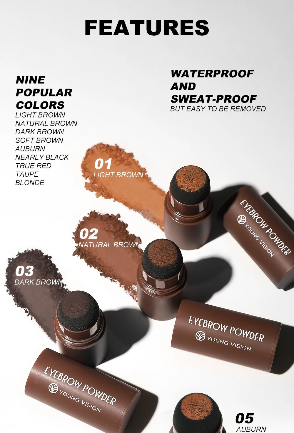 Eyebrow Stamp Stencil Kit – 1 Pc Long-Lasting Waterproof Brow Shaping Set with 10 Stencils