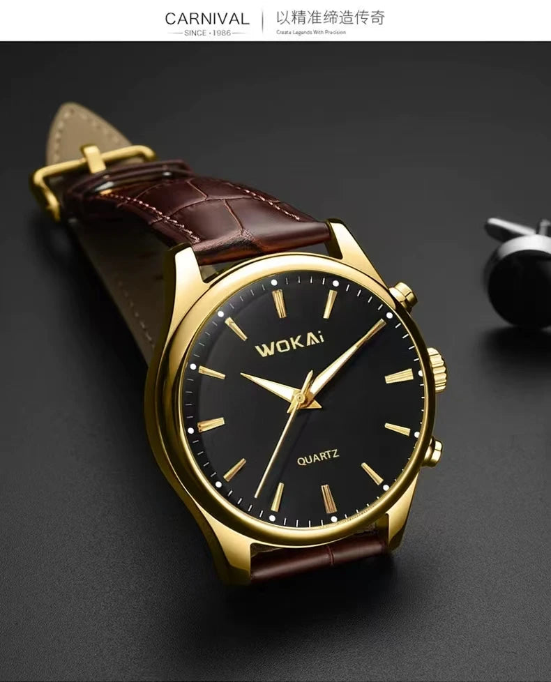 RBB Men’s Business Quartz Watch – High-Quality Leather Belt, Retro Classic Design, Waterproof