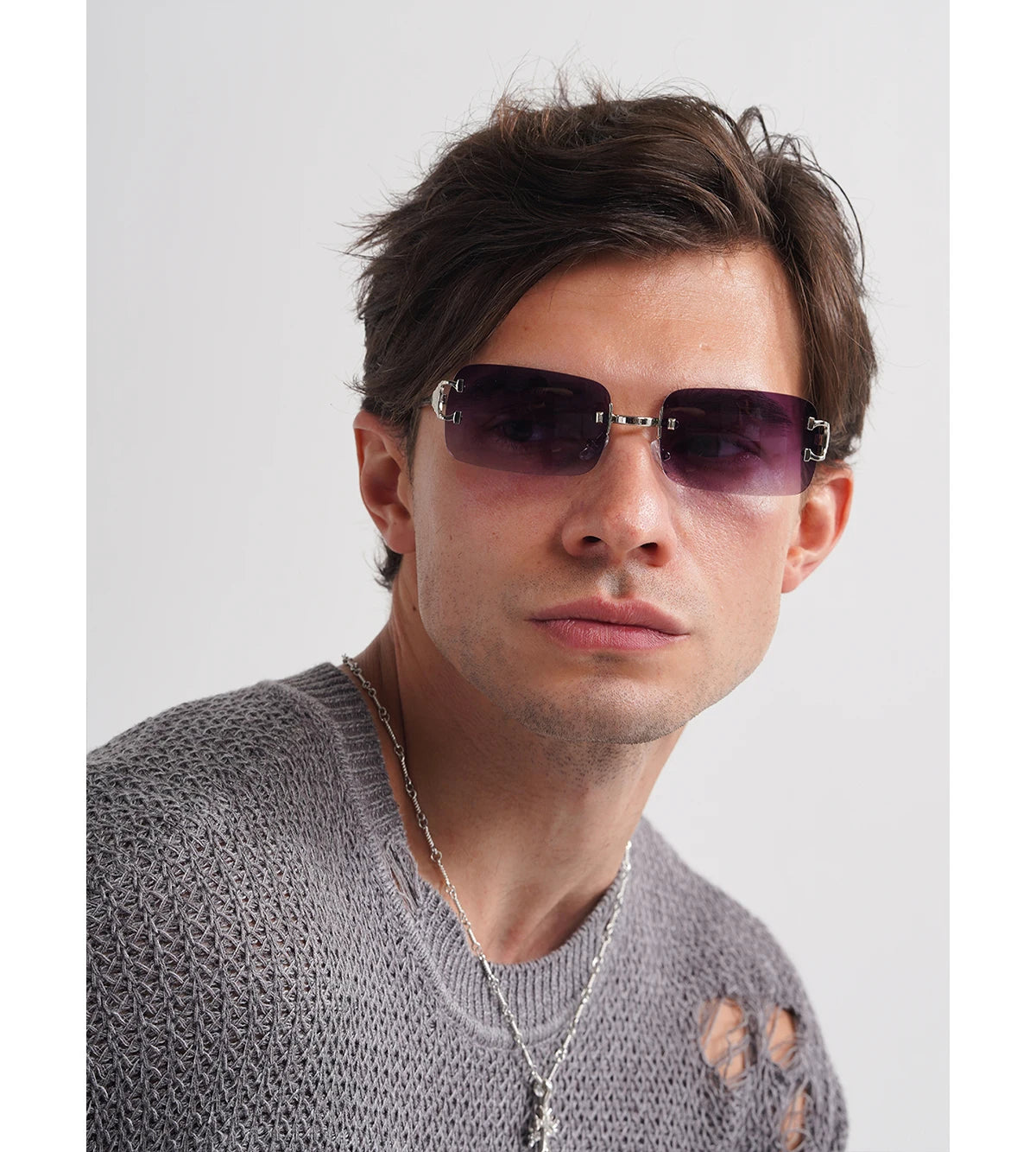 RBB 2025 Rimless Square UV400 Sunglasses – Unisex Designer Outdoor Metal Frame Shades