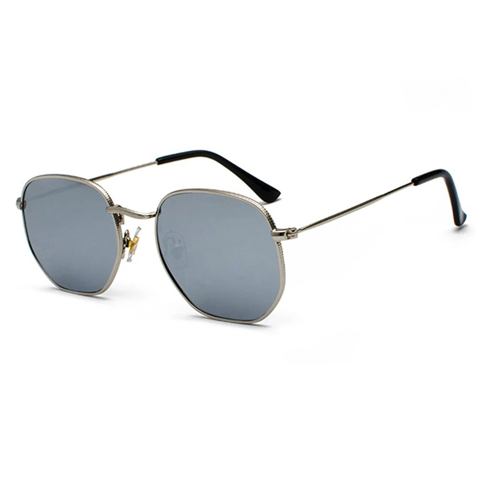 RBB Small Square Metal Frame Sunglasses – Mirrored UV400 Unisex