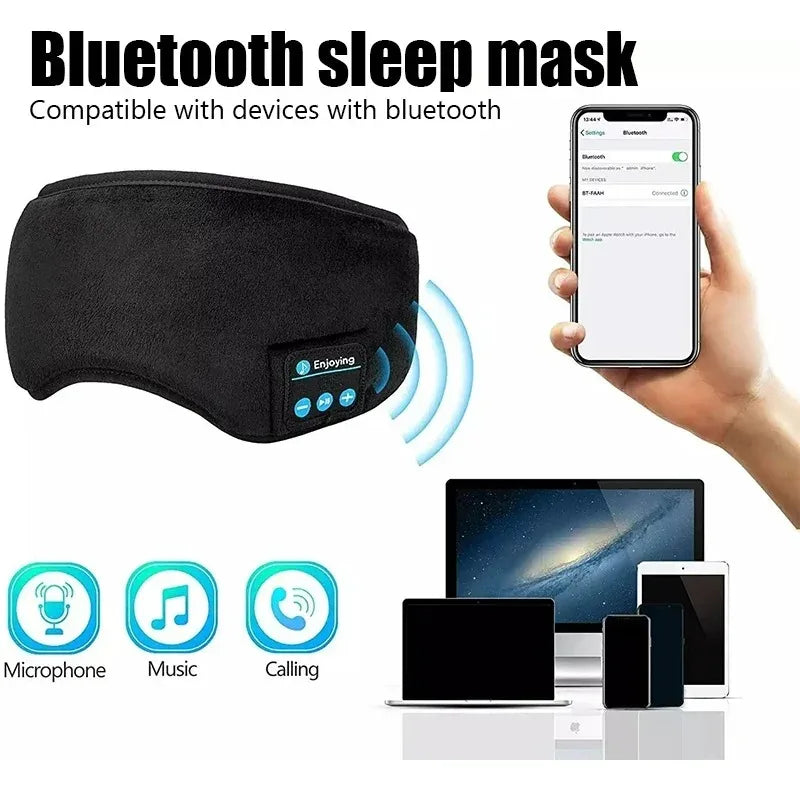 Bluetooth Sleep Headphones – Wireless, Soft Elastic Eye Mask Headband