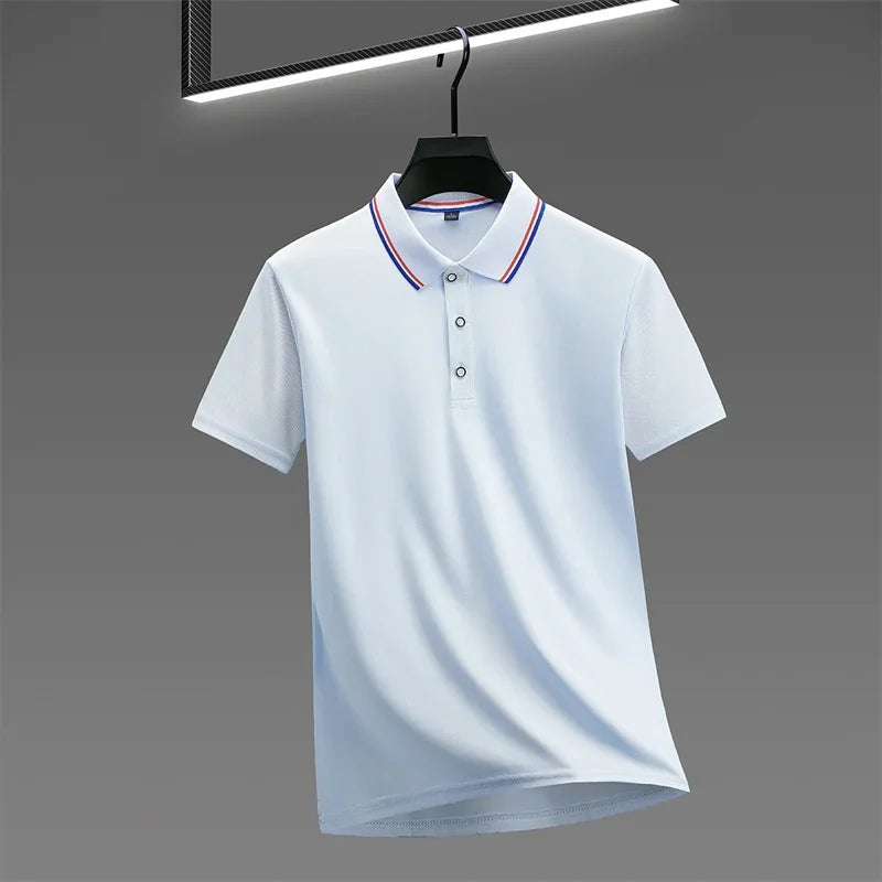 RBB 2025 Men’s Casual Solid Color Polo Shirt – Short Sleeve, Summer Fashionable & Comfortable Versatile Top