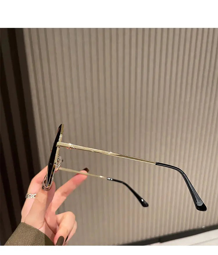 RBB Transparent Blue Polygonal Sunglasses – Large Frame Metal Driving Shades