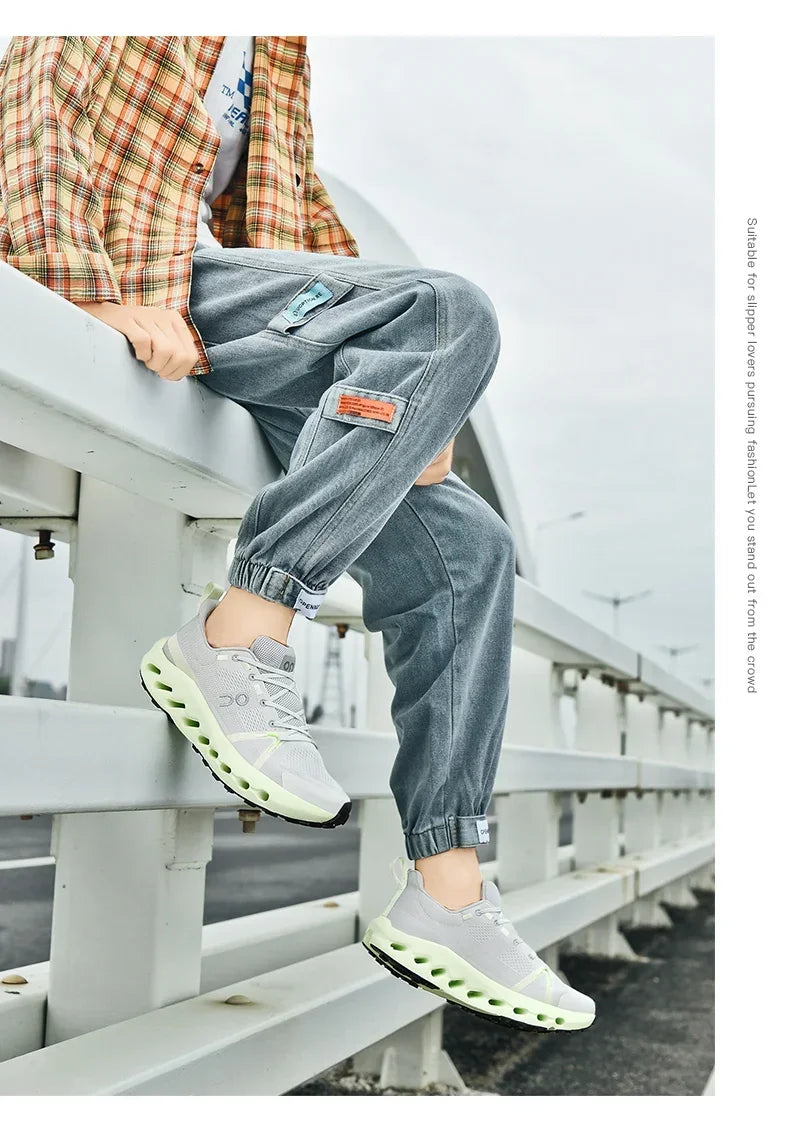 Men’s White Trainers — Casual Tennis & Running Sneakers, Athletic Gym Shoes for Marathon & Jogging