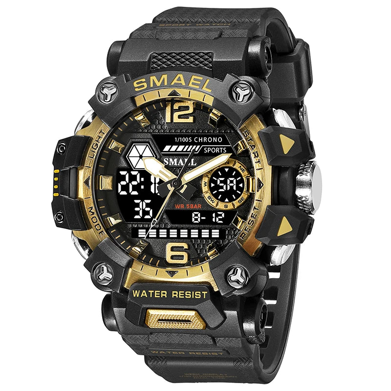 RBB Men’s Digital Sports Watch – 50M Waterproof, Dual Display, LED Quartz