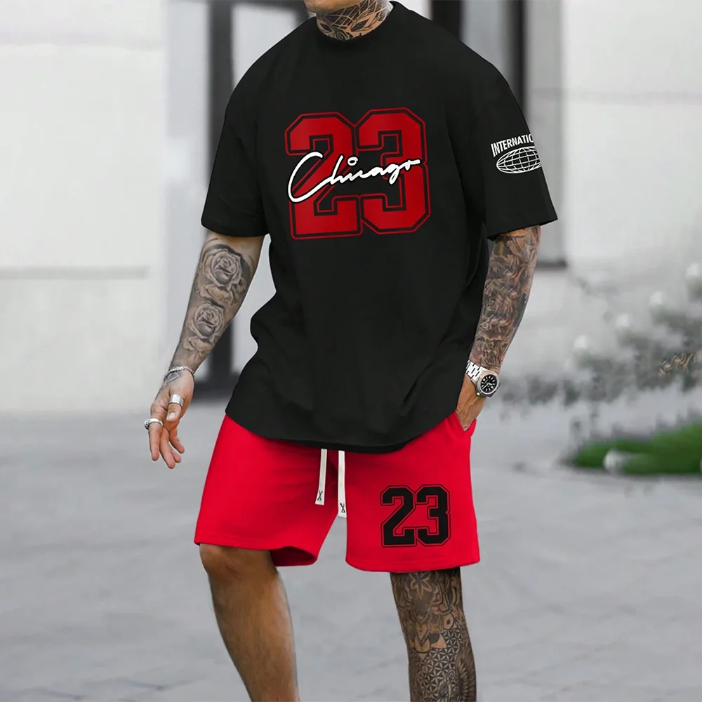 RBB 2024 New Fashion 3D Printed Men’s Oversized Short Sleeve Shorts Suit – Summer Casual Sportswear