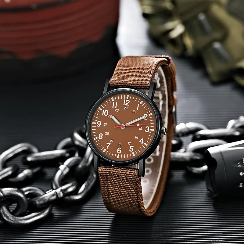 RBB Military Men’s Watch – Luminous, Shock Resistant Sports Quartz Wristwatch with Canvas Strap