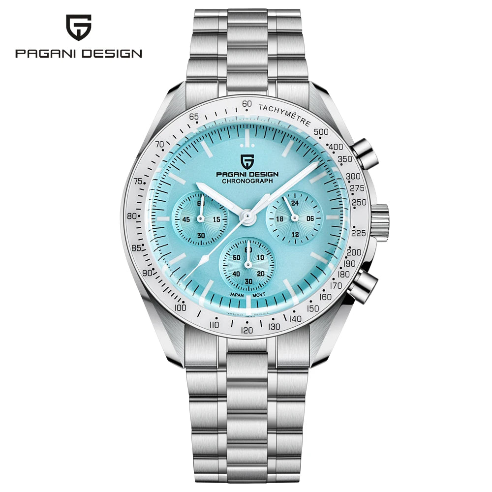 RBB 2025 DESIGN V5 Moon Men's Luxury Quartz Chronograph Watch – Waterproof Sport Stainless Steel Timepiece