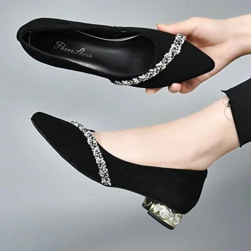 RBB Luxe Block Heels – Elegant Pointed Toe Chunky Pumps for Office & Everyday Chic