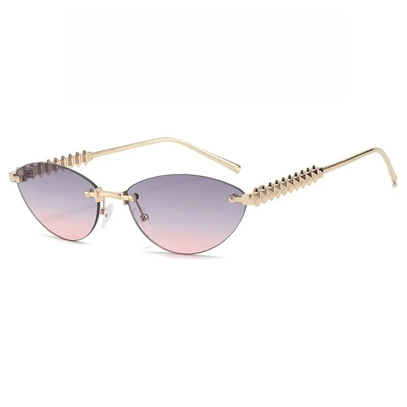 RBB Rimless Cat Eye Sunglasses for Women | Vintage Metal Frame | RBB UV400 Fashion Eyewear