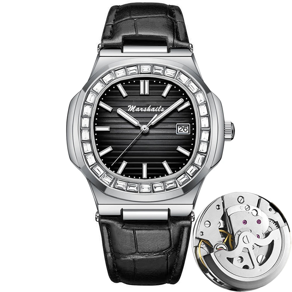 RBB Men's Luxury Business Sports Watch 2024 – Shell Hollow Design Quartz Steel Wristwatch