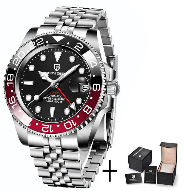RBB DESIGN V3 Men's GMT Automatic Watch – 40MM Luxury Sapphire Mechanical Stainless Steel Waterproof Timepiece
