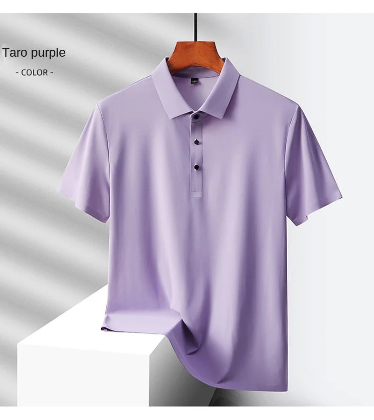 Men's Summer Quick-Dry Ice Silk Short Sleeve T-Shirt — Lightweight Nylon Fabric, Middle-Aged Casual Dad Tee