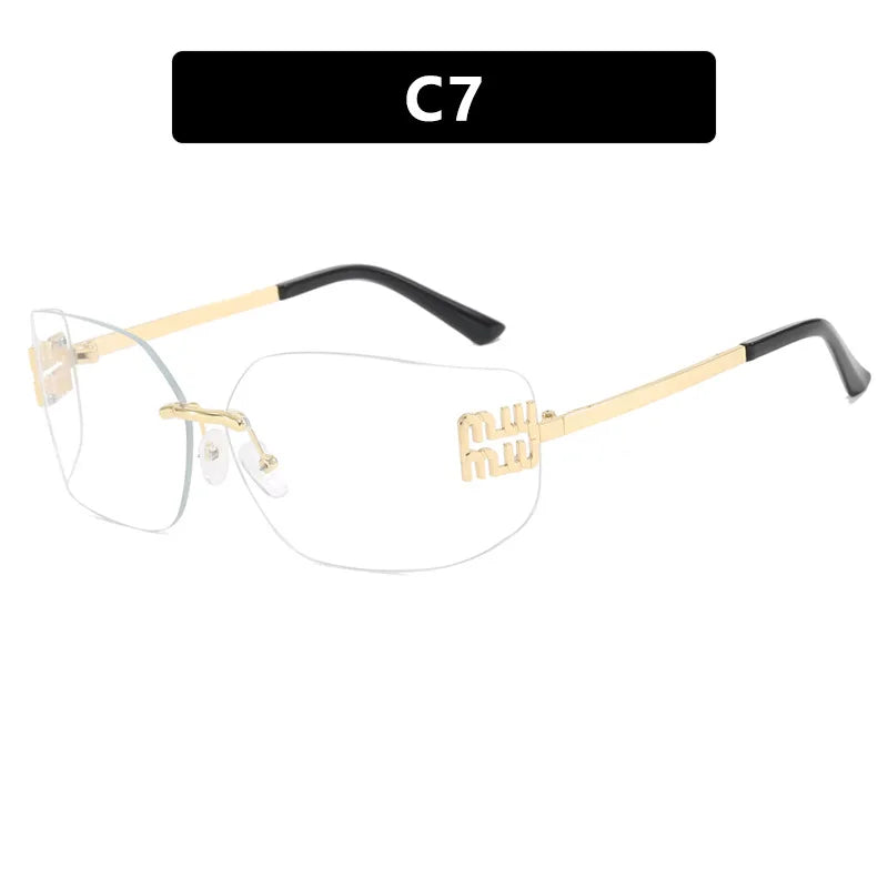 RBB Classic Rimless Rectangle Sunglasses for Women – Luxury Gradient Shades