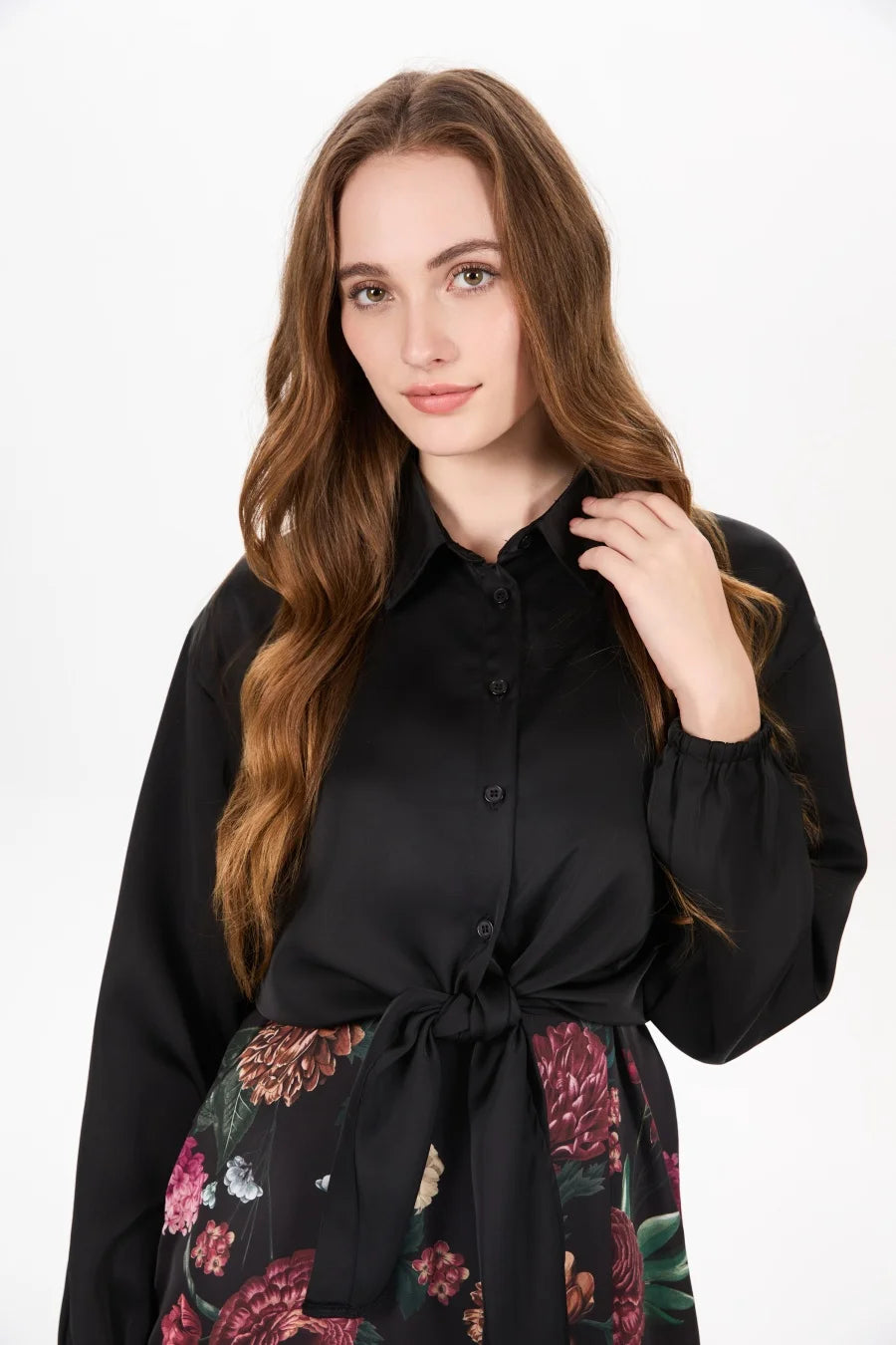 RBB Women's Satin Wrap Shirt & Slip Dress Set – Elegant 2-Piece Outfit for Autumn/Winter 2025