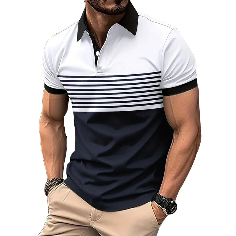 RBB Men’s Summer Business Polo Shirt – Short Sleeve, Regular Fit, Button-Up Collar Top