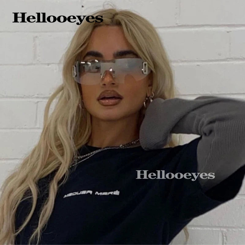 RBB Y2K One-Piece Sunglasses – Unisex UV400 Designer Punk Sports Shades