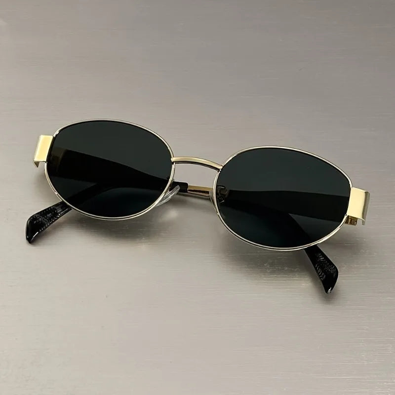 RBB Small Oval Retro Metal Frame Glasses – Unisex Festival Essential Eyewear