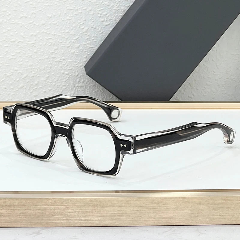 RBB Thick Acetate Square Sunglasses – UV400 Gradient Lenses, Unisex Designer Shades with Case