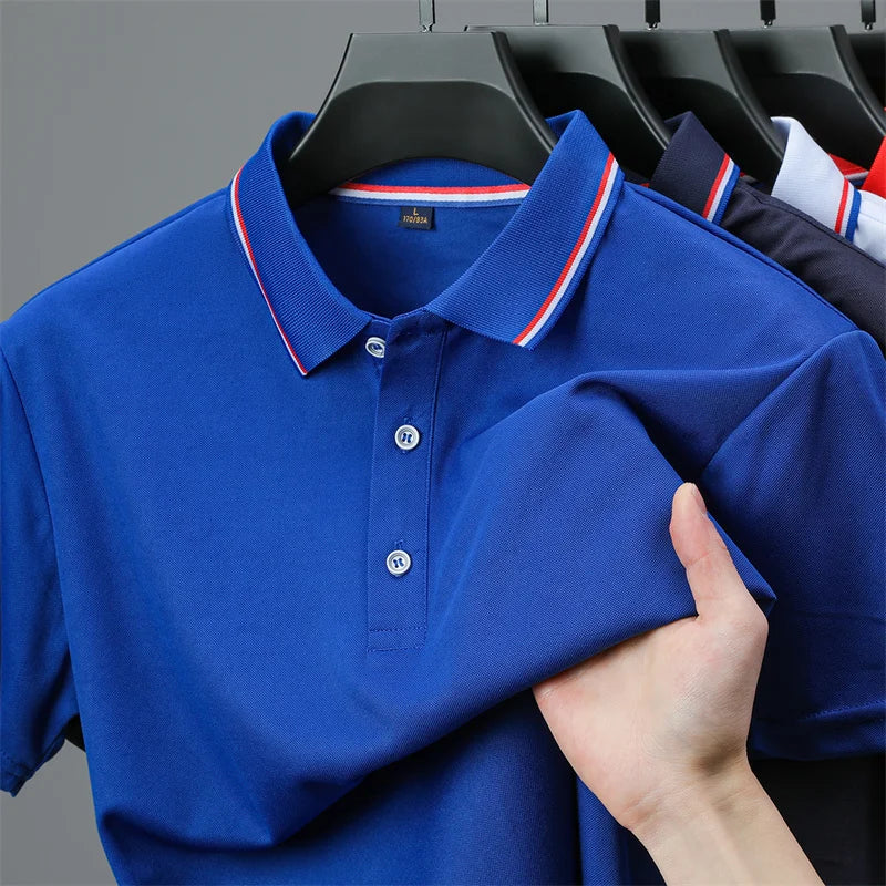 RBB 2025 Men’s Casual Solid Color Polo Shirt – Short Sleeve, Summer Fashionable & Comfortable Versatile Top