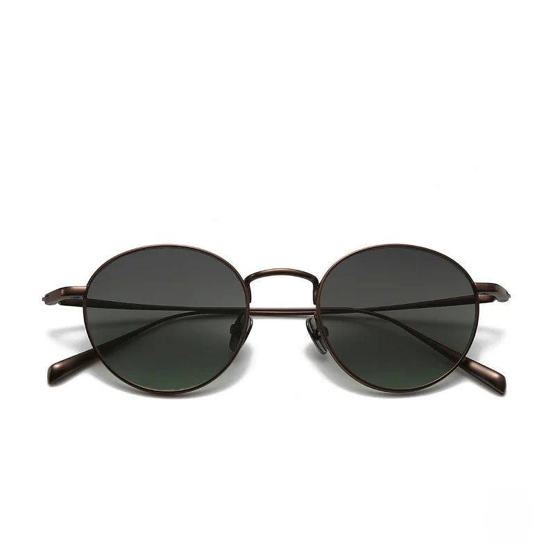 RBB Pure Titanium Retro Round Polarized Sunglasses | UV400 Gradient Brown for Men & Women