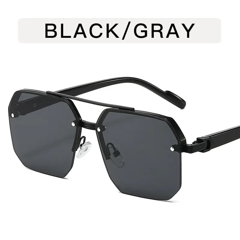 RBB Men's Half-Frame Metal Square Sunglasses – Retro Casual Outdoor Fashion Eyewear