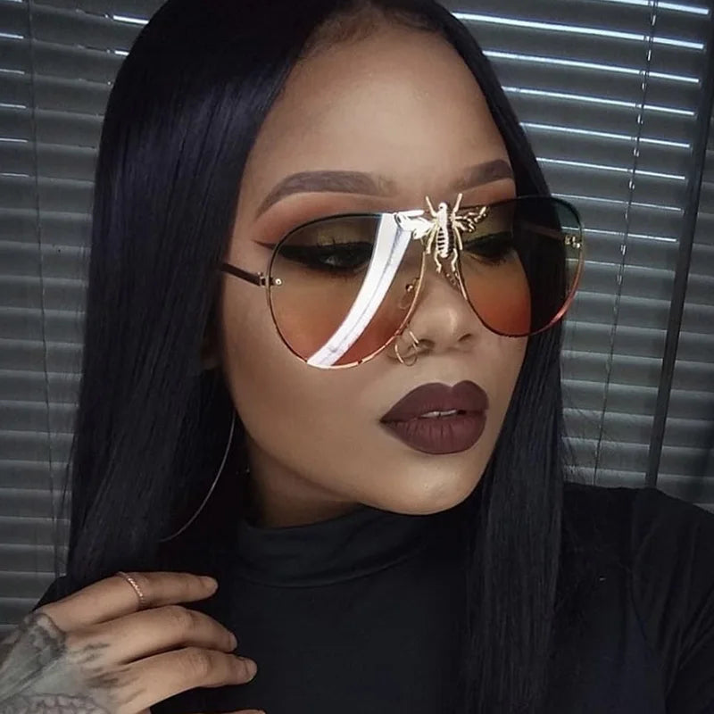 RBB Luxury Classic Bee Vintage Pilot Sunglasses — Stylish retro design with gradient, anti-reflective lenses. Unisex and UV400 protected for everyday wear.