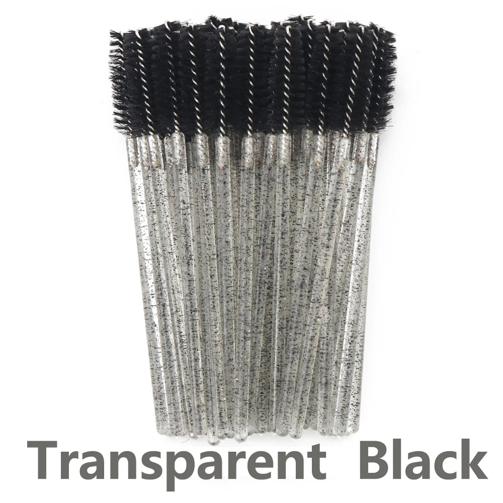 50Pcs Disposable Eyelash & Eyebrow Brushes – Soft Crystal Head Mascara Wands