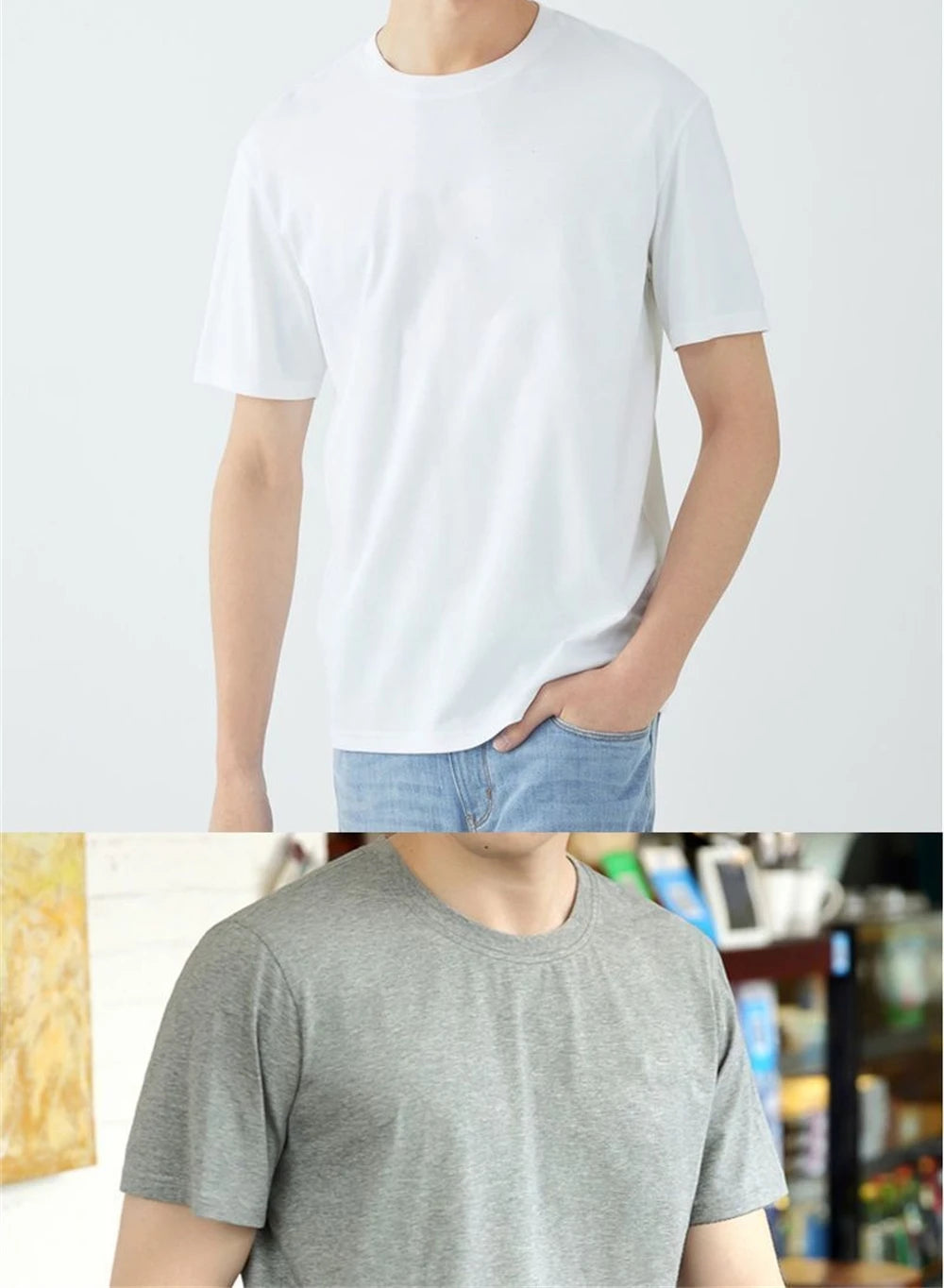RBB 2PCS Men’s & Women’s 100% Cotton Solid White Short Sleeve T-Shirts – Casual Breathable Round Neck Tops