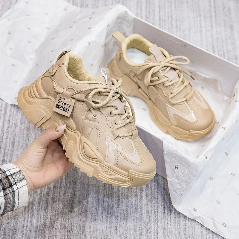 Chunky 2025 Women's Leather Sneakers – Casual Sport Trainers