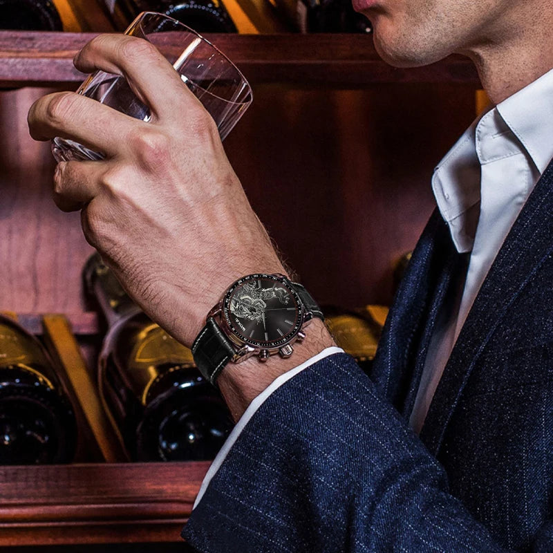 RBB Men's Three-Eye Quartz Watch – Casual Fashion with Multi-Function Dial