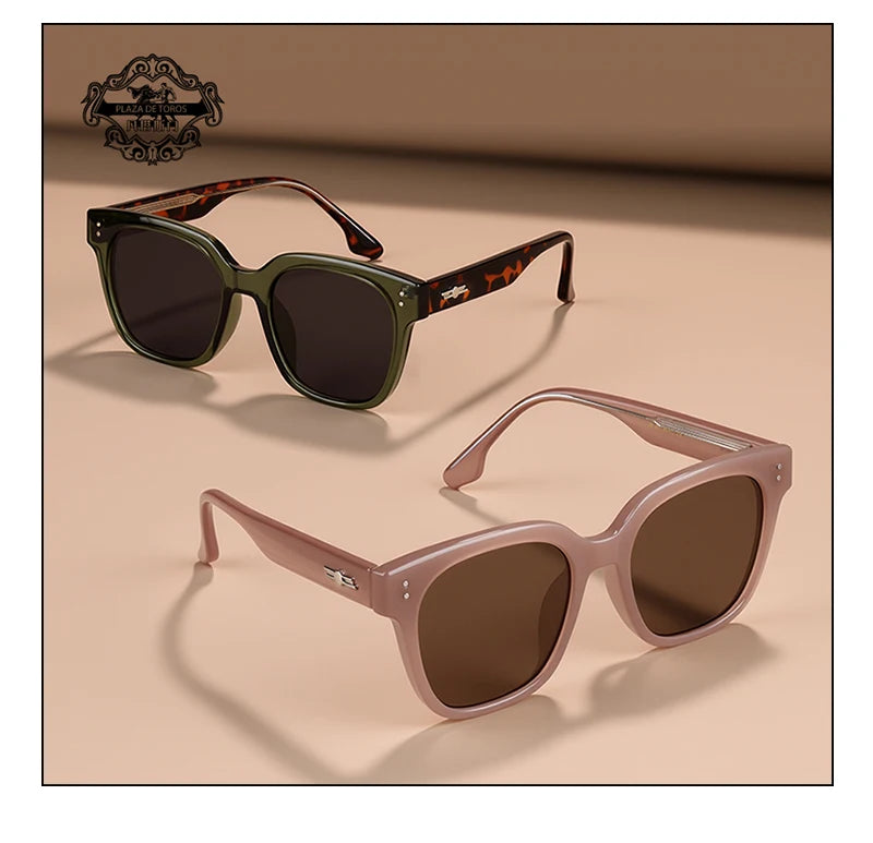 RBB Polarized Rivet Square Sunglasses – Unisex Green Lenses Designer Eyewear 2025