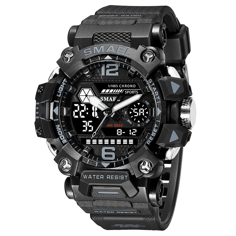 RBB Men’s Digital Sports Watch – 50M Waterproof, Dual Display, LED Quartz