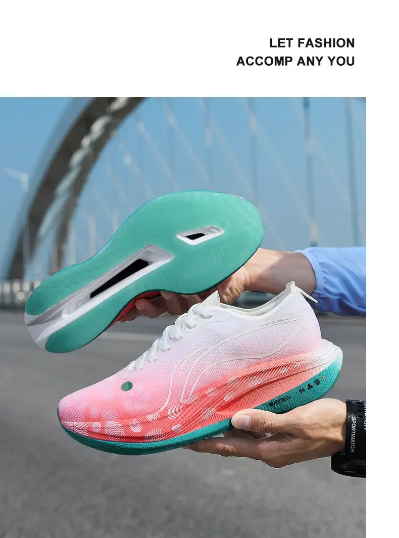 Men’s Fashion Running Shoes – Breathable Mesh, Carbon Plate, Rubber Outsole | Red Rabbit Limited Edition