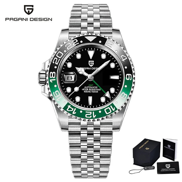 RBB DESIGN V3 Men's GMT Automatic Watch – 40MM Luxury Sapphire Mechanical Stainless Steel Waterproof Timepiece
